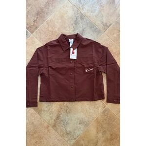 Women's Champion Snap Front Long Sleeve Top Medium Ruby/Maroon-Size Medium-NWT